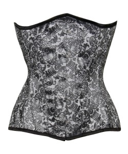 Sexy Women Gray Black Brocade Corset 