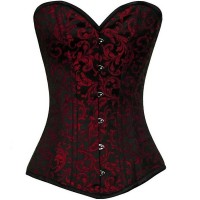 Women Black Red Brocade Gothic Corset Women Black Red Brocade Gothic Corset