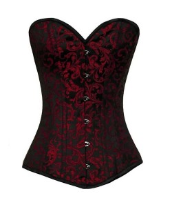 Women Black Red Brocade Gothic Corset