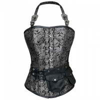 Steampunk Silver Brocade Overbust Corset Steampunk Silver Brocade Overbust Corset