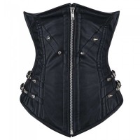 Women Studded Faux Leather Underbust Corset