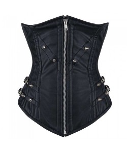 Women Studded Faux Leather Underbust Corset