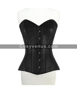Women Heavy Duty Steel Boned Leather Overbust Corset