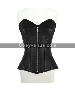 Buy Overbust Front Zipper Real Leather Corset