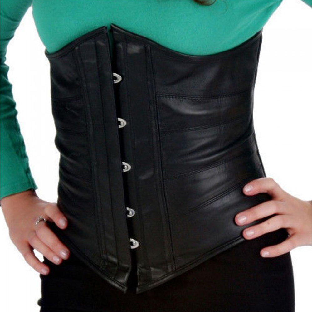 Women Underbust Fashion Leather Corset Heavy Duty Steel Boned