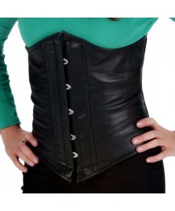 Women Underbust Fashion Leather Corset Heavy Duty Steel Boned