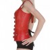 Women Red Leather Overbust Shoulder Corset Steel Boned