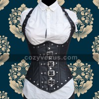 Black Genuine Leather Buckle Corset Black Genuine Leather Buckle Corset