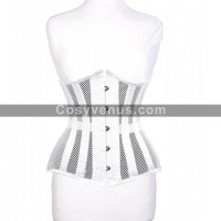 White Mesh Net Steel Boned Heavy Duty Corset