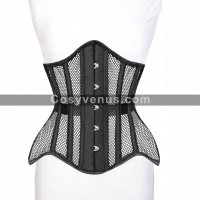 Sexy Women Underbust Mesh Corset Heavy Duty Steel Boned