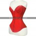 Women Mid Bust Red Vinyl Waist Tanning Corset