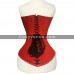 Women Mid Bust Red Vinyl Waist Tanning Corset