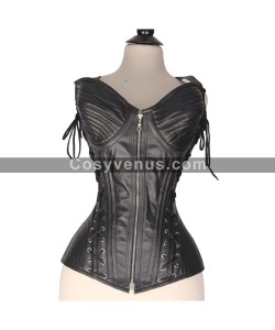 Women Genuine Leather Overbust Victorian Corset