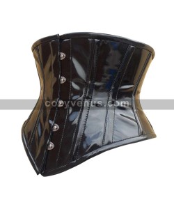 Elegant Black Vinyl Steel Boned Corset |Women Underbust Hourglass | Cozy Venus