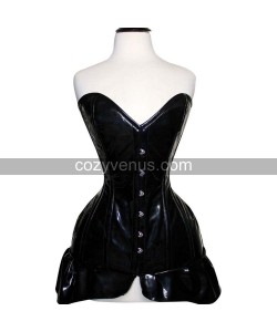 Women Full Bust PVC Vinyl Skirt Corset | Gothic Over Bust PVC Victorian Corset