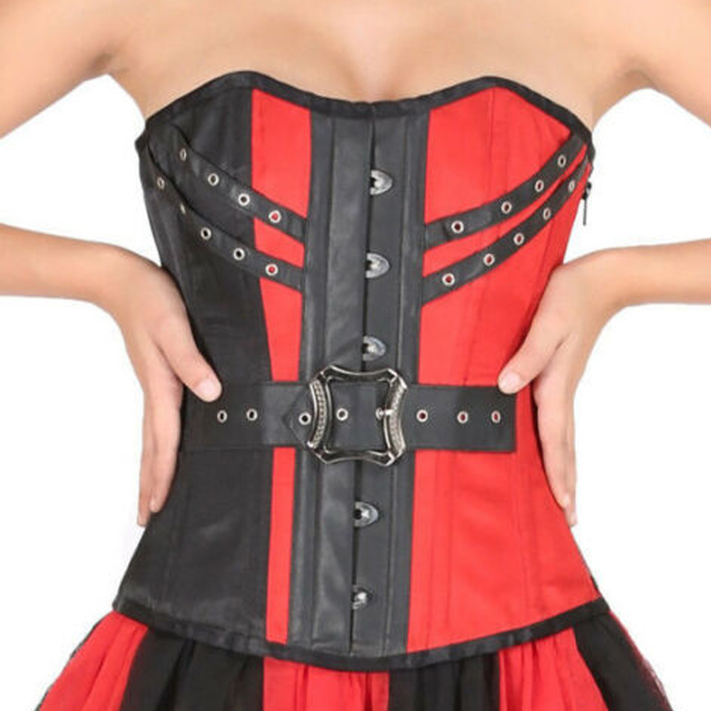 Women Red Black Gothic Satin Corset
