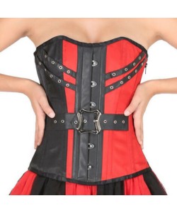 Women Red Black Gothic Satin Corset