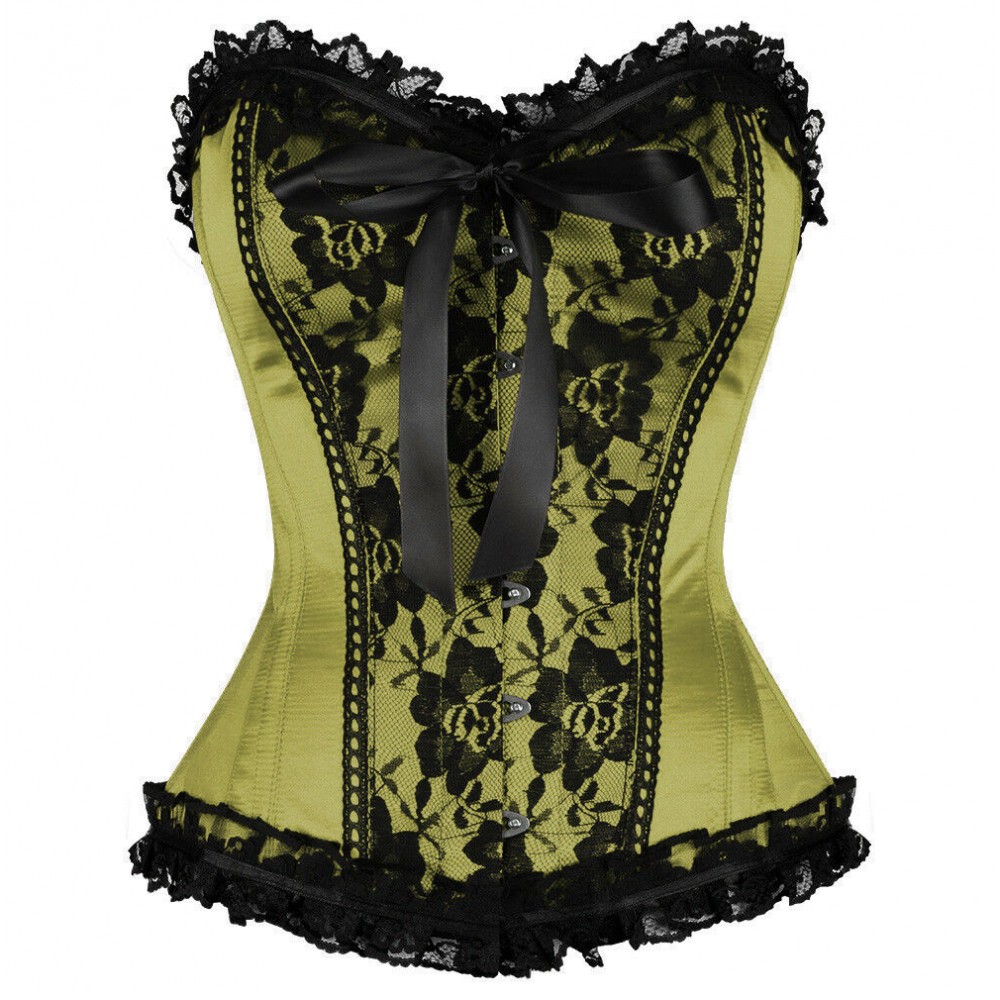 Olive Green Gothic Over Bust Satin Corset Olive Green Gothic Over Bust Satin Corset