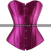 Purple Plain Satin Overbust Corset