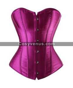 Purple Plain Satin Overbust Corset