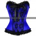 Women Satin Net Frill Corset Multicolor