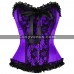 Women Satin Net Frill Corset Multicolor