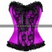 Women Satin Net Frill Corset Multicolor
