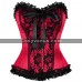 Women Satin Net Frill Corset Multicolor