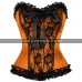 Women Satin Net Frill Corset Multicolor