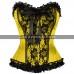 Women Satin Net Frill Corset Multicolor