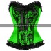 Women Satin Net Frill Corset Multicolor