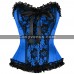 Women Satin Net Frill Corset Multicolor