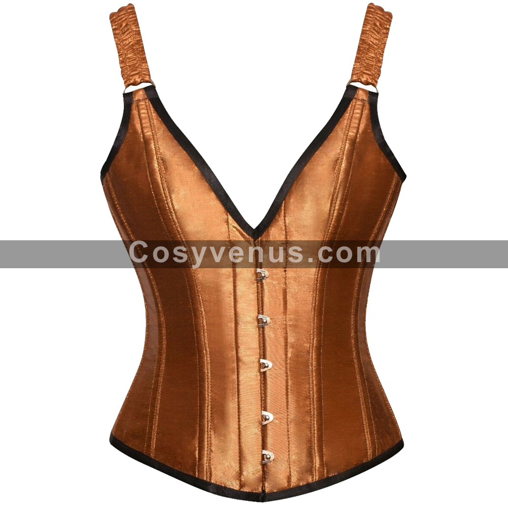 Women Satin Copper Overbust Corset