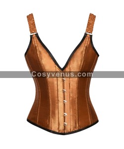 Women Satin Copper Overbust Corset