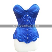 Women Heavy Duty Steel Boned Satin Corset Royal Blue