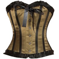 Women Brown Stain Overbust Corset Dress Women Brown Stain Overbust Corset Dress