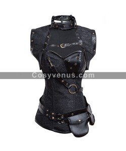 Authentic Steampunk Floral PVC Corset Fancy Lingerie Bustier Body Shaper