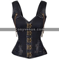 Sexy Women Steampunk Leather Shoulder Corset