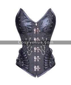 Women Steampunk Pvc Faux Leather Corset