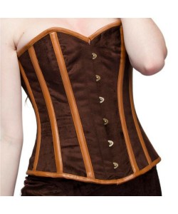 Brown Velvet Leather Steampunk Corset