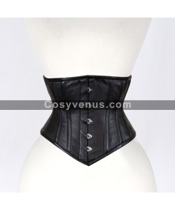 Women Underbust Leather Corset Heavy Duty Steel Boned